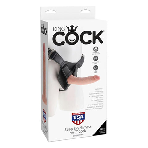 King Cock Strap-On Harness W/7in Cock Flesh