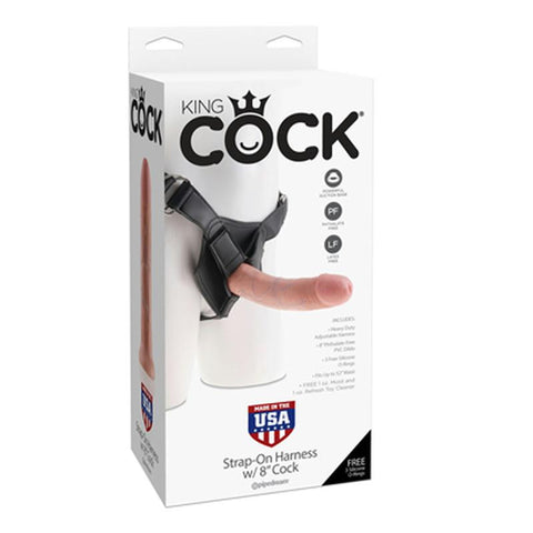 King Cock Strap-On Harness W/8in Cock Flesh