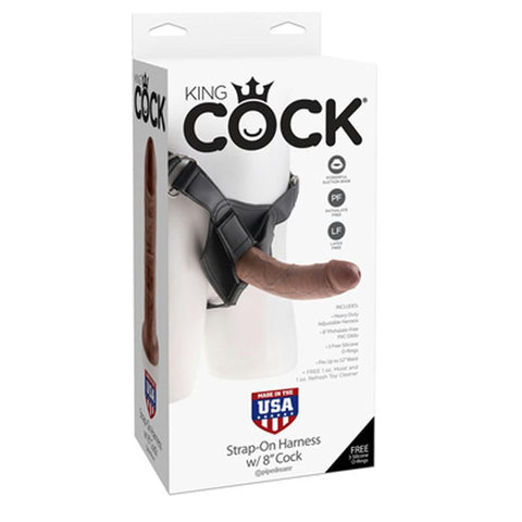 King Cock Strap-On Harness W/8in Cock Brown