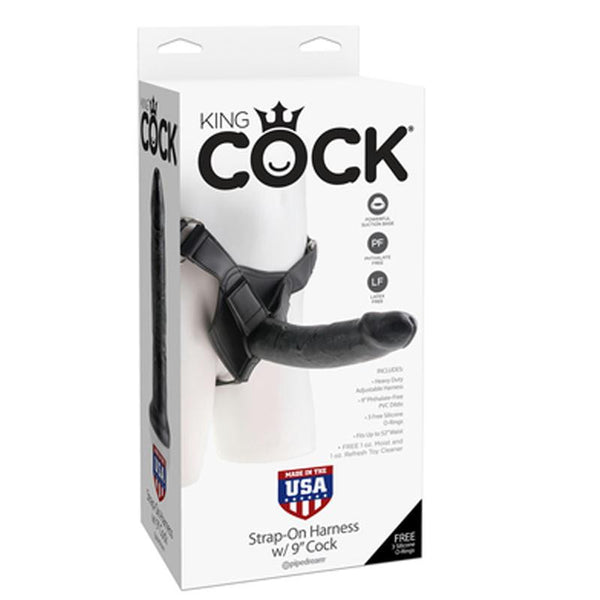 King Cock Strap-On Harness W/9in Cock Black