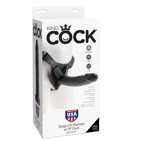 King Cock Strap-On Harness W/9in Cock Black