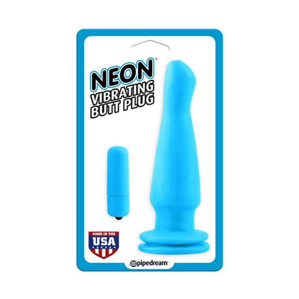 Neon Vibrating Butt Plug Blue