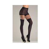 Spandex Opaque Pantyhose w/Diamond Net Top O/S Black