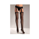 Fishnet Garterbelt Stockings W/Lace Top O/S Black