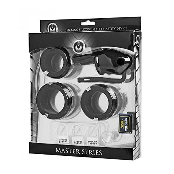 Masters Sado Shadow Locking Silicone Male Chastity Device (Black)