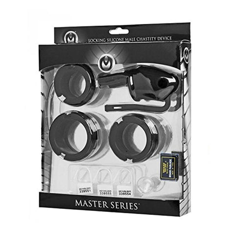 Masters Sado Shadow Locking Silicone Male Chastity Device (Black)