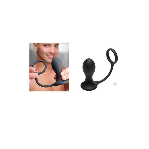 Masters Rover Silicone Cock Ring Prostate Plug (Black)