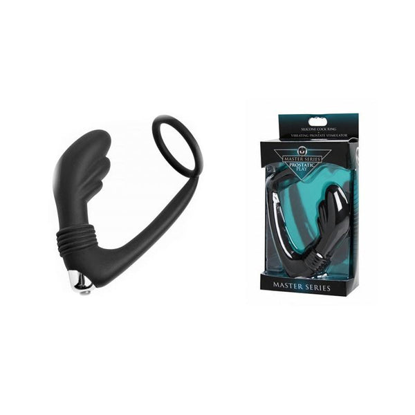 Masters Nova Silicone Prostate Massager And Cock Ring (Black)