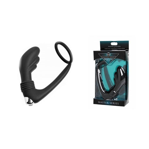Masters Nova Silicone Prostate Massager And Cock Ring (Black)