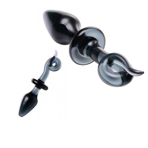 Masters Swine Pig Tail Glass Anal Plug (Smoke)
