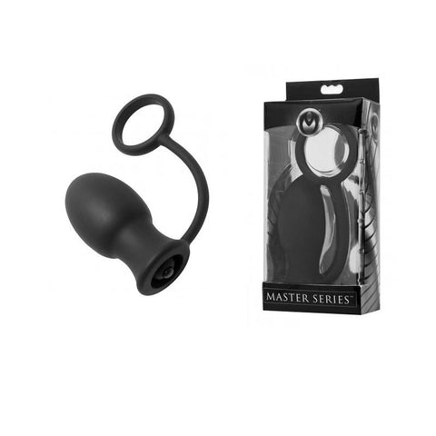 Masters Silicone Ass Bomber Vibrating Plug & Cock Ring (Black)