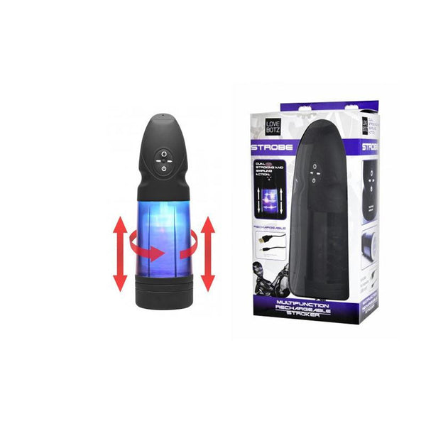 Lovebotz Rechargeable 5 Function 3 Speed Swirling Masturbator With Lights In Chamber (Black)