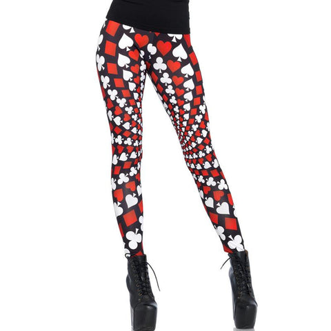 Totally Trippy Psychadelic Card Print Leggings Large Multicolor
