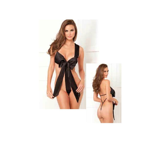 Unwrap Me Satin Bow Teddy Black S/M