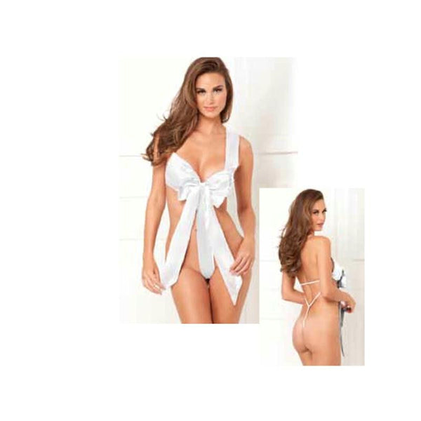 Unwrap Me Satin Bow Teddy White S/M