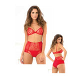 2pc High Romance Bra & Retro Brief Red S/M, All Lingerie, Rene Rofe, Red Hot Toy Box  Save Template