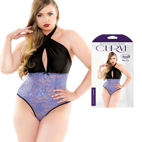 Curve Lolita Micro & Lace Teddy Blue 1X/2X